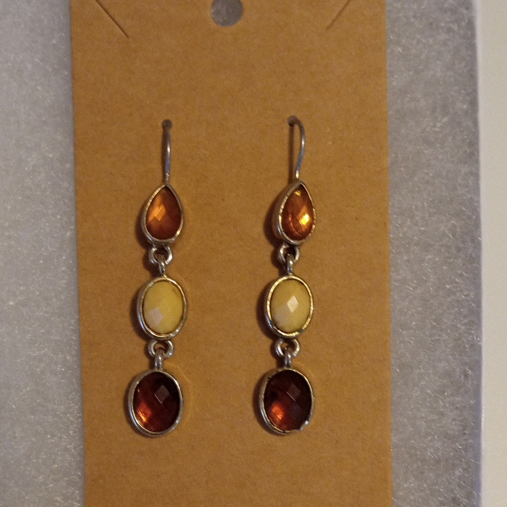 Elegant Amber and Cream Drop Earrings